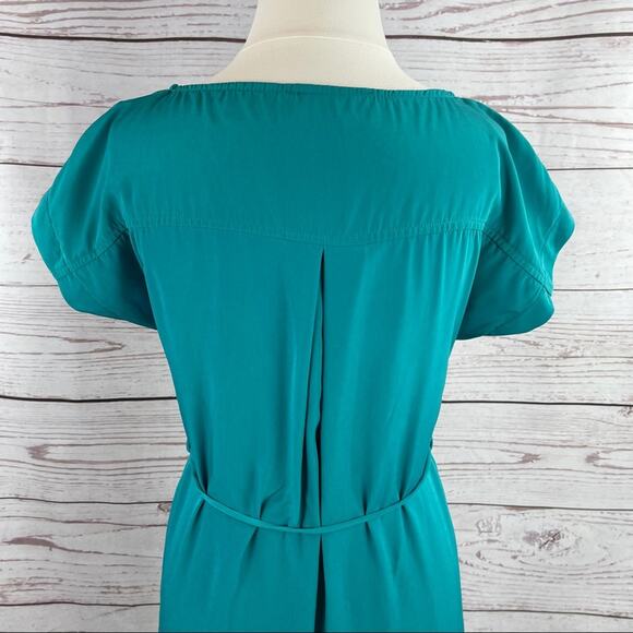 Paisley and Ivy teal blouse silky with thin tie belt - Picture 8 of 10